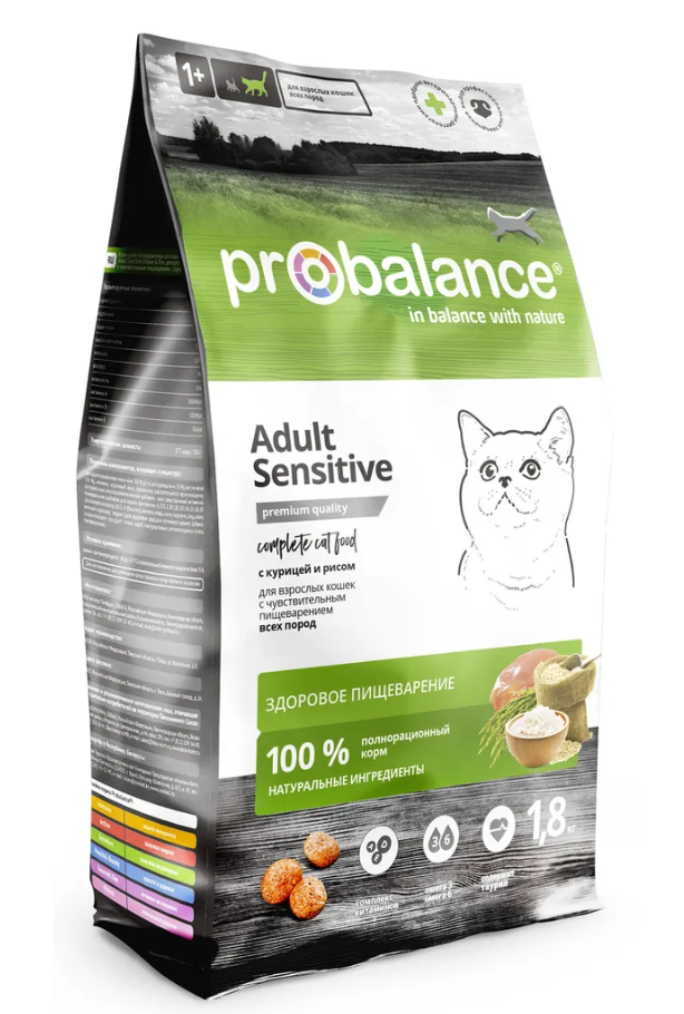 ProBalance sensitive корм д/кошек с чувствительным пищеварением курица/рис 1,8кг*6